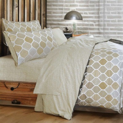 Σετ Σεντόνια Υπέρδιπλα Geo Beige 4Τμχ Με Λάστιχο 160X200+35 Espree Σετ Σεντόνια Υπέρδιπλα Geo Beige 4Τμχ Με Λάστιχο 160X200+35 Espree